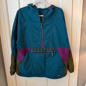 Vintage LL Bean Pullover Half Zip Anorak Teal and Purple Windbreaker | Medium